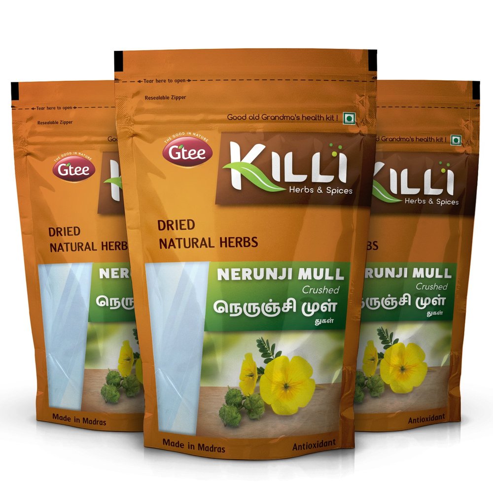 KILLI Gokshura | Nerunji mull | Gokhru | Tribulus terrestris | Nerinjil Crushed, 100g (Pack of 3)