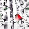 Boston International C802700 IHR Cocktail Beverage Paper Napkins, 5" x 5", Bird in Birch view 1