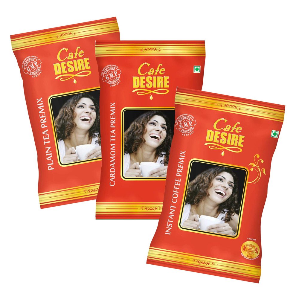 Cafe DESIRE I DRINK SUCCESS Instant Coffee Premix, Cardamom Tea Premix, Plain Tea Premix | 3X1Kg | Makes 250 Cups | Vending Machines Suitable