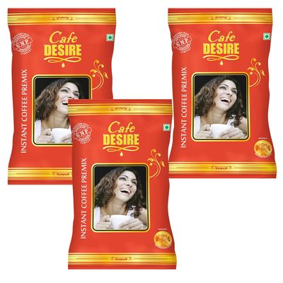 Cafe DESIRE I DRINK SUCCESS Red Range Instant Coffee Powder Box Premix 3 Kg Pack Of 3 X 1 Kg Suitable For All Vending Machines Use Manually Just Add Hot Water 3 In 1 Coffee Powder Makes 250 Cups