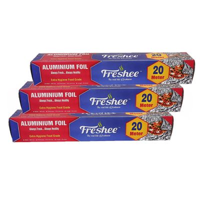 FRESHEE Aluminium FOIL ROLL 20 Mtrs, 11 Micron (Pack of3)