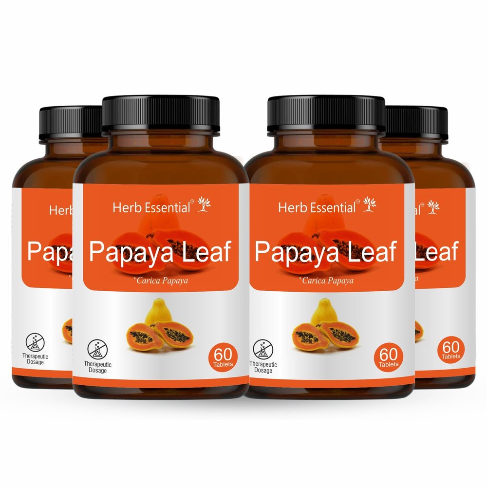 Herb Essential Papaya Leaf Tablets, 500Mg Tablet, 240 Tablets | 100% Natural Extracts