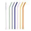 AMZSOCKETS Reusable Glass Straws - 10" L x 8 mm W - Smoothie Drinking Straws for Smoothie, Milkshakes, Pack of 8 with 2 Cleaning Brush view 1