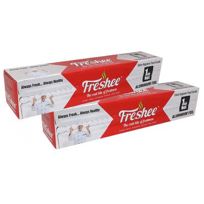 FRESHEE Aluminium FOIL ROLL 1 KG Net 18 Micron (Pack of2)