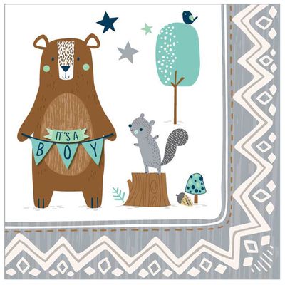 Amscan Bear-ly Wait Baby Shower Beverage Napkins