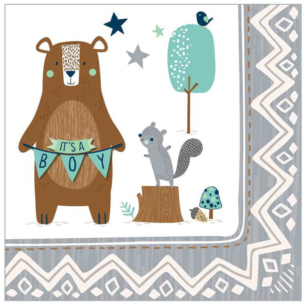 Amscan Bear-ly Wait Baby Shower Beverage Napkins