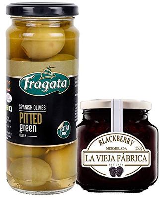Combo Pack of La Vieja Fabrica BlackBerry Jam 350g and Fragata Green Pitted Queen Olives 340g
