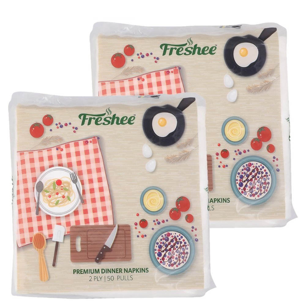 FRESHEE Dinner Napkin 50 pulls Each, Pack of 2