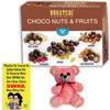 BOGATCHI Rakhi Special Rich Dry Collection Gift for Sister, Chocolate Coated Assorted Nuts and Fruits, 100g + Free Rakhi Greeting Card + Free Teddy view 1