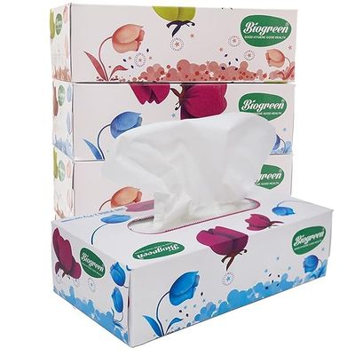 Biogreen So Soft Facial/Face Tissues 100 Pulls Per Box - Pack of 6