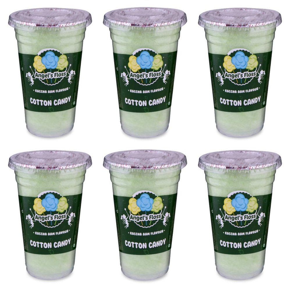 Angels Floss Cotton Candy's/Candy Floss/Buddhi Ke Baal - Kaccha Aam Flavour - 30 Gms Each - Pack of 6 Units