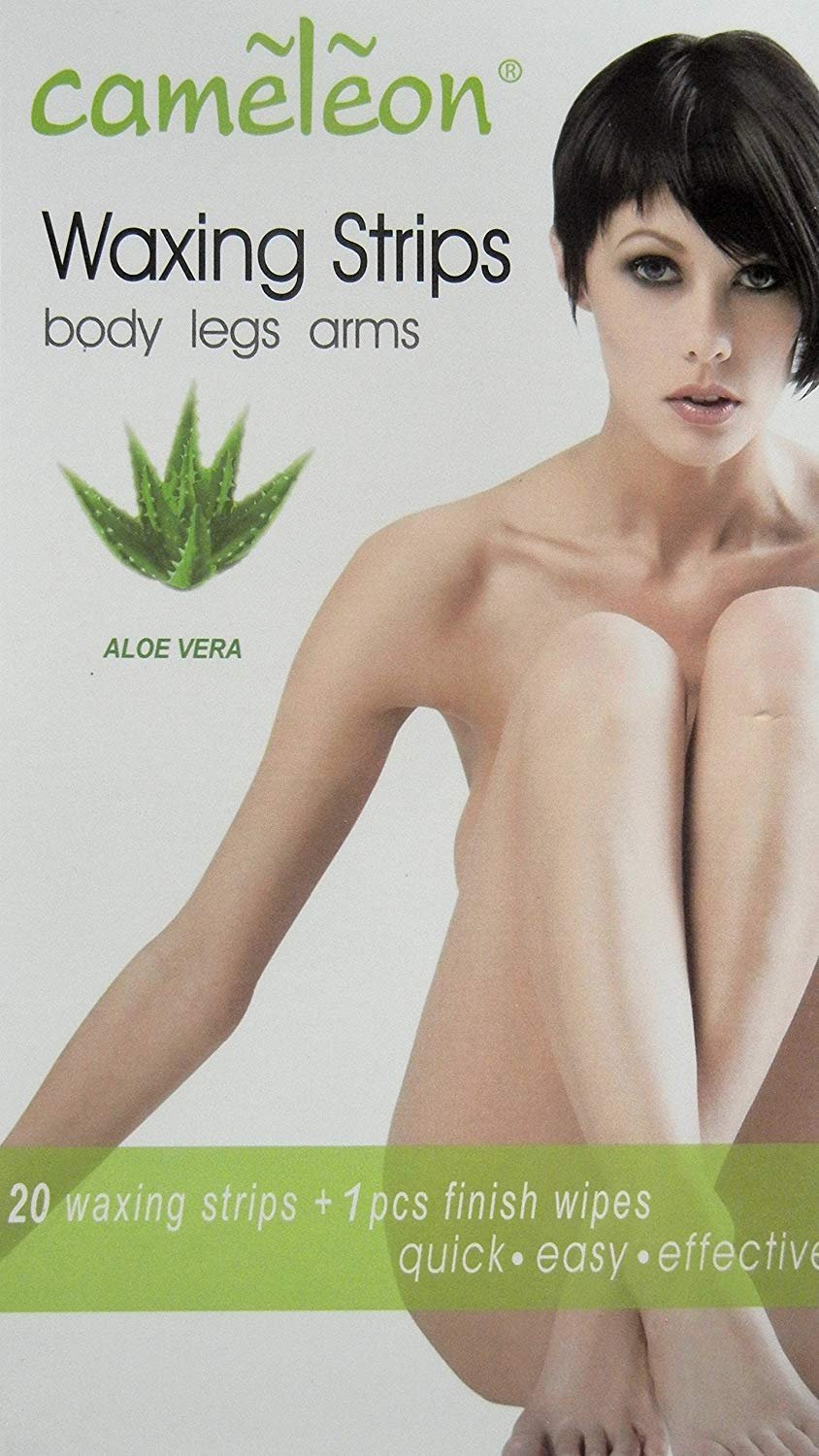Cameleon Body Legs Arms 20 Strips Waxing + 1 Pcs Finish wipes (9 * 18 cm) (Aloe Vera)