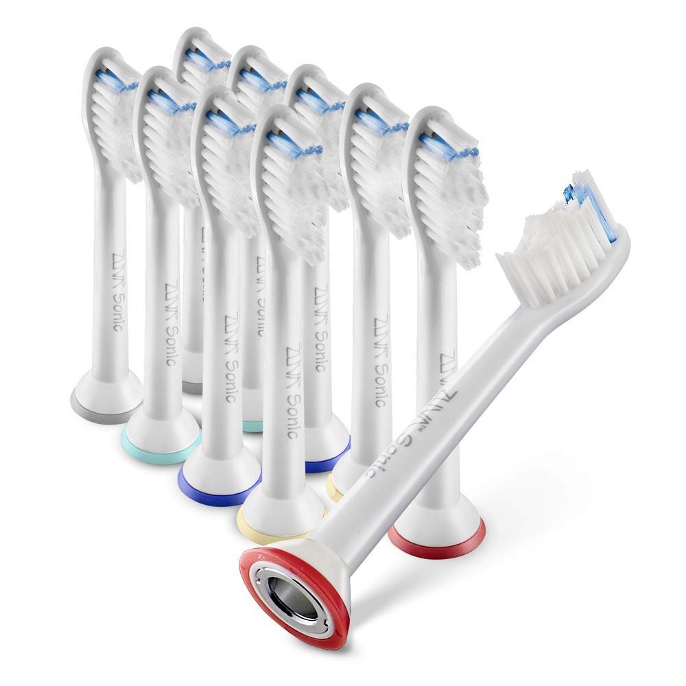 ZUVA Sonic (10-pack) Electric Toothbrush Replacement Heads, Compatible with All Philips Sonicare Snap-On Rechargeable Electric Toothbrushes.
