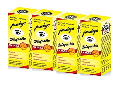 Jiwadaya Ayurvedic Netraprabha Anjana Plus for Refreshing, Dry Eye, Conjunctivitis, Stye - 5ml - 4 Bottles