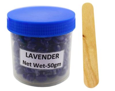 No Strip Lavender Flavor Depilatory Wax Pearl Hair Removal Hot Wax Beans, 50 grams With One Wodden Spatula