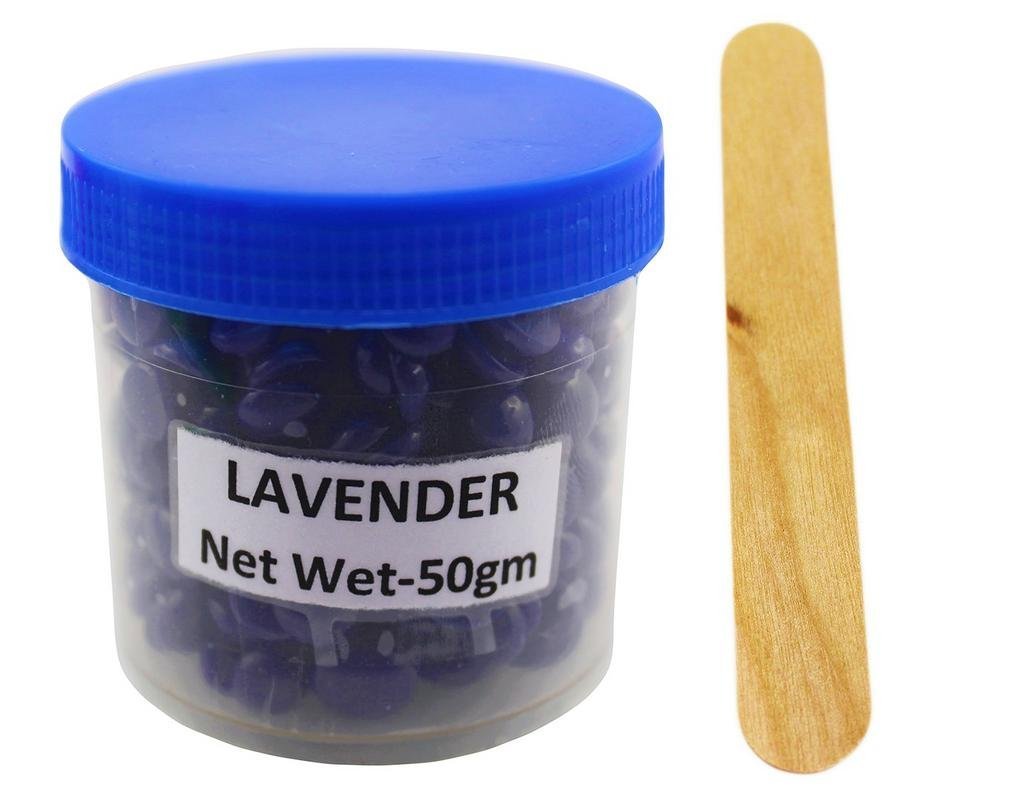 No Strip Lavender Flavor Depilatory Wax Pearl Hair Removal Hot Wax Beans, 50 grams With One Wodden Spatula