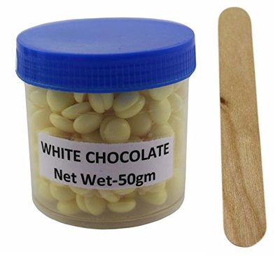 No Strip White Chocolate Flavor Depilatory Wax Pearl Hair Removal Hot Wax Beans, 50 grams With One Wodden Spatula