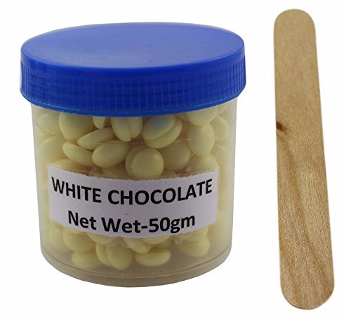 No Strip White Chocolate Flavor Depilatory Wax Pearl Hair Removal Hot Wax Beans, 50 grams With One Wodden Spatula