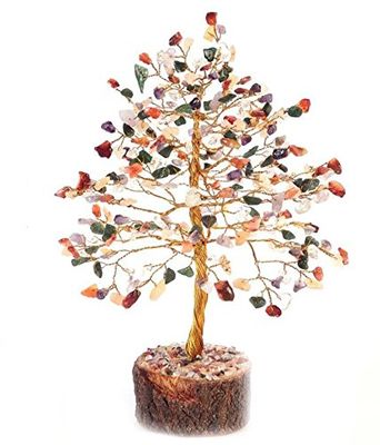 S.L Enterprises Feng Shui Gemstone Crystal Bonsai Fortune Money Tree for Good Luck, Wealth & Prosperity Spiritual Gift