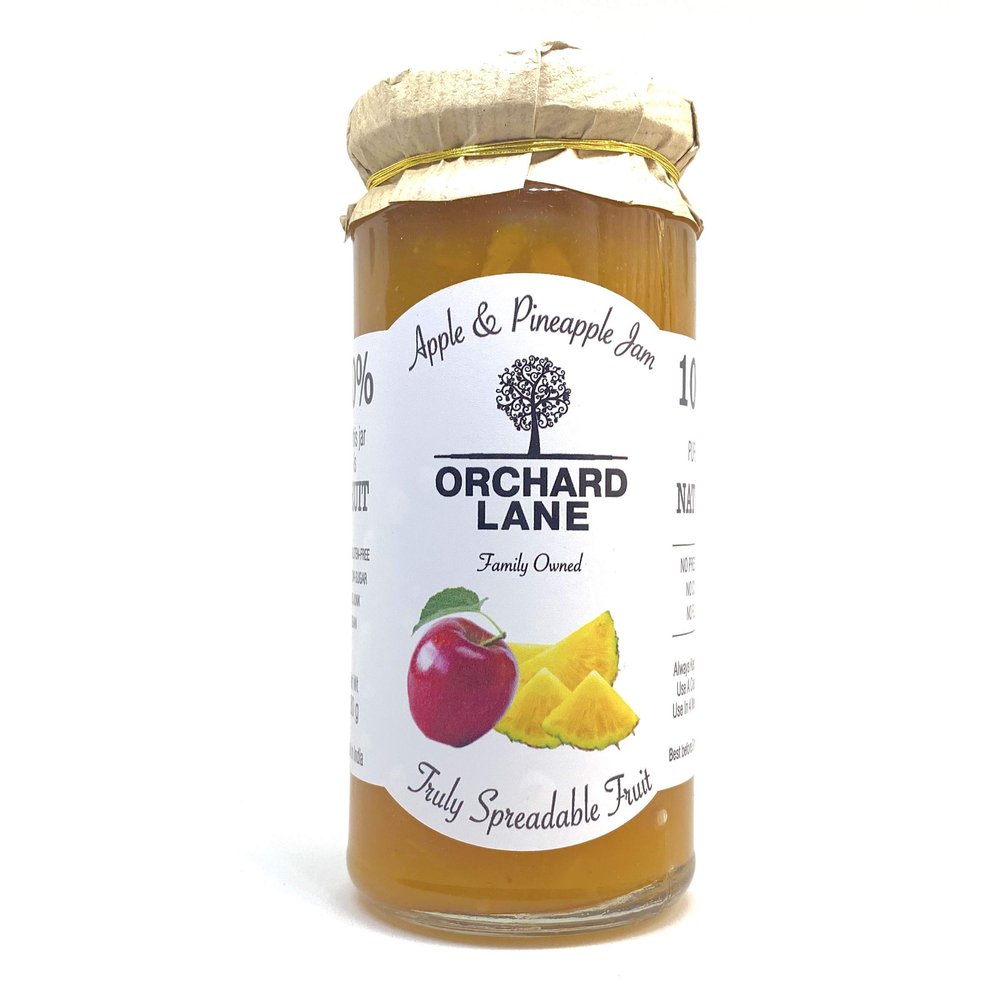 Orchard Lane Low Sugar Apple & Pineapple Jam- No preservatives or colours, only 10 calories per teaspoon | Healthy high content fruit spread FOR ALL AGES | Non-fattening jam- 280 grams
