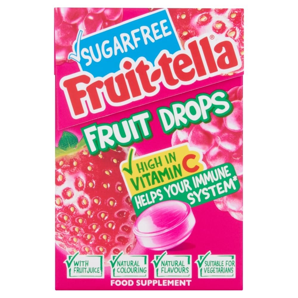 Fruit-Tella Sugar Free Fruit Drops Red Berry Mix Pouch, 45 g