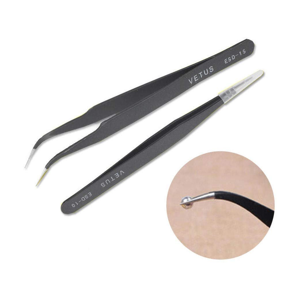 COMIART 2pcs / Set Muti-funtion Anti-static Elbow and Straight Stainless Steel Tweezer Cake Plier Sugarcraft Tool for Kicthen Bakeware Decoration