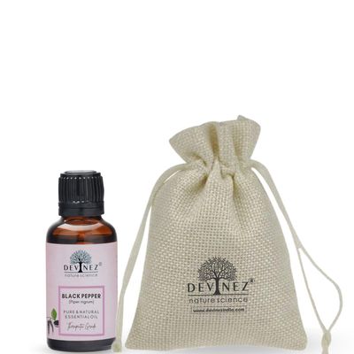 Devinez Black Pepper Essential Oil, 100% Pure, Natural & Undiluted, 10ml in Glass Bottle - Relieves Aches and Pain, Massage, Reduce Tension, Aromatherapy & Natural Remedies
