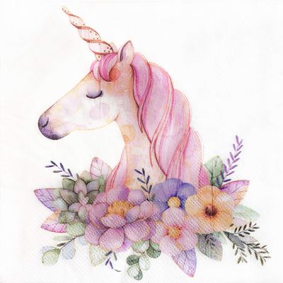 Colored Paper Napkins, 20 Count Shabby Chic Napkins for Wedding, Dinner Tea Party Shower (Unicorn)