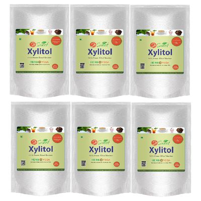So Sweet Xylitol 250 gm 100% Natural Sweetener - Sugarfree (Pack of 06)