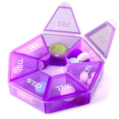 7-Sided Portable Pill Box Medicine Planner Small case (Seven Day Weekly Travel Container) Medication, Vitamin Holder Boxes Organizer Pillbox Dispenser Organizer, sorter and Reminder containers