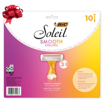 BIC Soleil Color Collection 3-Blade Disposable Razors for Women, 10-Count