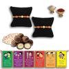 BOGATCHI Chocolate Coated Jumbo Crispy / Butterscotch Nuts - 50g Free with Set of 2 Adorable Looking Pearl Rakhi, Set of 2 + Free Roli Chawal + Free Rakhi Special Brother Sister Story Cards Set view 1