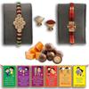BOGATCHI Chocolate Coated Butterscotch Nuts/Crispy - 50g FREE with Silver Pearl and Lovely Gold Finish Rakhi,Best Traditional Rakhi Combo for Brother + FREE Roli Chawal + FREE Rakhi Special Brother Sister Story Cards Set view 1