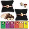 BOGATCHI Chocolate Coated Butterscotch Nuts/Crispy - 50g FREE with Lovely Gold Finish Design and Designer Rakhi,Best Rakhi Combo for Brother + FREE Roli Chawal + FREE Rakhi Special Brother Sister Story Cards Set view 1