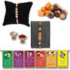 BOGATCHI Chocolate Coated Butterscotch Nuts/Crispy - 50g FREE with Elegant White Pearl Rakhi and Golden Pearl Rakhi, Set of 2 Rakhi, Best Rakhi for Brother + FREE Roli Chawal + FREE Rakhi Special Brother Sister Story Cards Set view 1