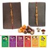 BOGATCHI Chocolate Coated Jumbo Crispy / Butterscotch Nuts - 50g FREE with Elegant Looking Bhaiyan Rakhi and Silver Beads Rakhi, Set of 2 Rakhi, Best Rakhi for Brother + FREE Roli Chawal + FREE Rakhi Special Brother Sister Story Cards Set view 1