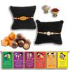 BOGATCHI Chocolate Coated Jumbo Crispy / Butterscotch Nuts - 50g FREE with Elegant Looking Bhaiyan Rakhi and Big White Pearl Rakhi, Set of 2 Rakhi, Best Rakhi for Brother + FREE Roli Chawal + FREE Rakhi Special Brother Sister Story Cards Set view 1
