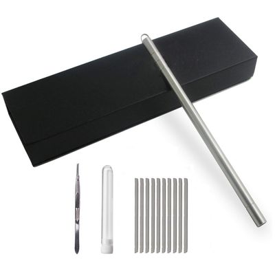 Beikal hair tattoo razor pen, stainless steel hairstyle design trimmer, with tweezers and 10 pieces blades, for eyebrow mustache hair styling art