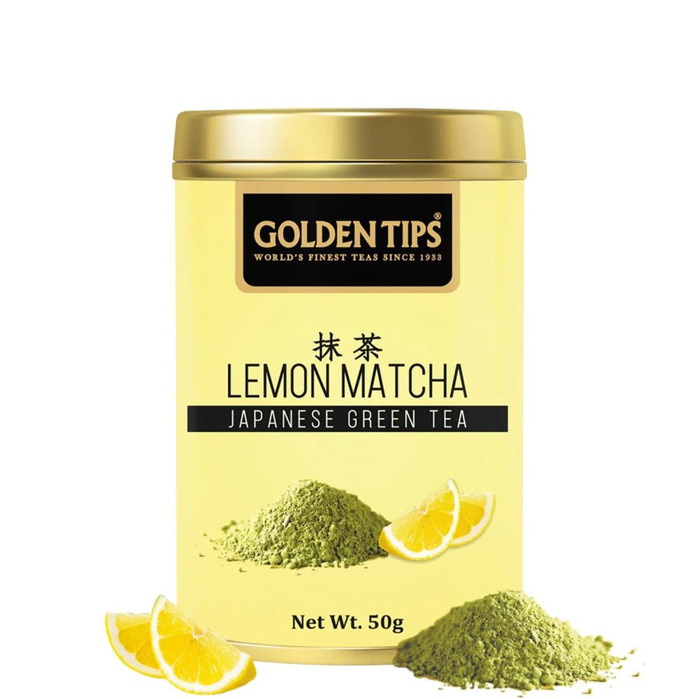 Golden Tips Japanese Lemon Matcha Green Tea Powder 30g Tin Can, No Additives, Antioxidant-Rich Superfood, No Artificial Sweeteners