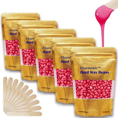 17.5 Oz Hair Wax Beans by Charmonic, Hard Body Wax Beans, Hair Removal Depilatory Wax European Beads for Women Men 500g/17.5Oz (rose)