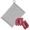 Amagabeli Stainless Steel Cast Iron Cleaner 8x6 316L Chainmail Scrubber Pan Scraper Cookware Accessories Pan Dutch Ovens Polycarbonate Skillet Scraper Pot Grill Brush Seasoning Cleaning Tools Set view 1
