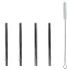 Extra Short 5" Safer Stainless Steel Straws for 12oz Thermos Funtainer, Cocktails, Small Glasses or Cups (4 Pack + Cleaning Brush) view 1