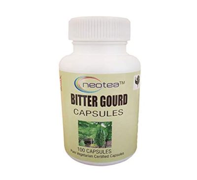 Neotea Karela Bitter Gourd Capsules | Natural Herbal Supplement for Healthy Sugar Levels, Blood Purification & Metabolic Wellness | Supports Skin Glow & Digestion | Ayurvedic, Vegetarian 500Mg - 100 Veg Capsules - 1