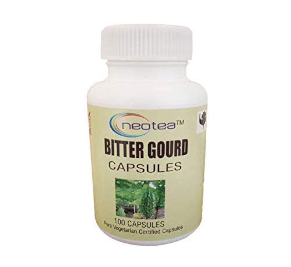 Neotea Karela Bitter Gourd Capsules | Natural Herbal Supplement for Healthy Sugar Levels, Blood Purification & Metabolic Wellness | Supports Skin Glow & Digestion | Ayurvedic, Vegetarian 500Mg - 100 Veg Capsules - 1