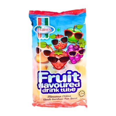 Jeram's Fruit Flavoured Milk Ice Tubes| 10pcs x 45ml (450ml) | Flavours - Strawberry, Mango, Lychee, Green Apple & Grape | Jelly Drink Tubes for Every Mood | Ready-to-Eat | Imported from Malaysia