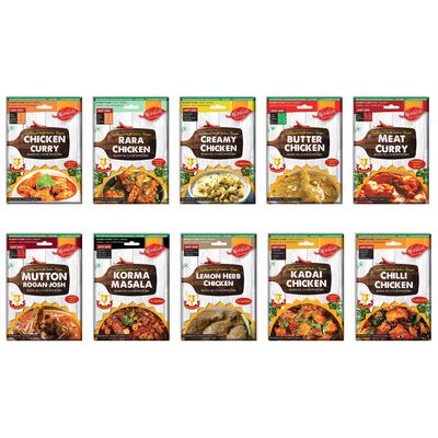Nimkish Curries/Gravy Ready to Cook Spices Combo Pack of 10, Instant Masala for Tasty Dishes