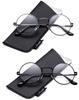 Quality Unisex Retro Round Reading Glasses Spring Hinge Stainless Steel Frame Metal Round Reading Glasses, 2 Pairs - Gunmetal & Black, 2.00 X view 1