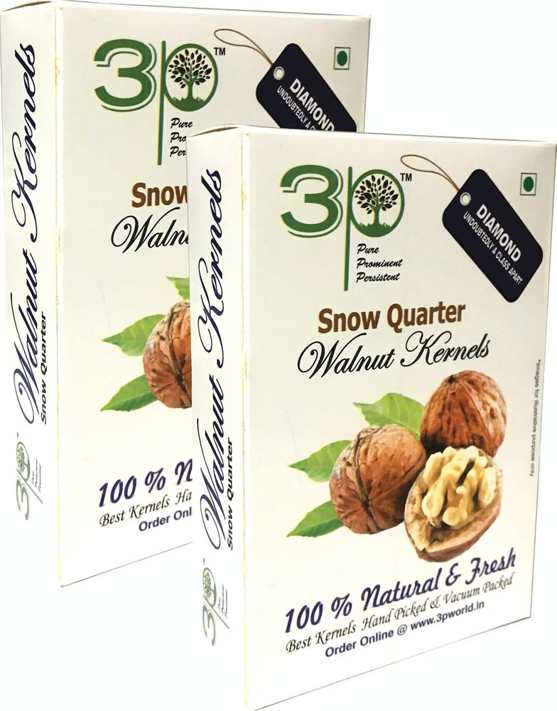 3p Kashmiri Light Quarter Walnut Kernels Without shell 500 gm (250 gm x pack of 2)