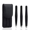 bC BimeTALliC CAble Stainless Steel Tweezers Slanted, Pointed and Flat Tip for The Removal of Facial, Ingrown Hairs, Splinters and The Treatment of Blackheads, Black view 1