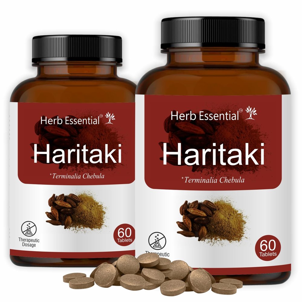 Herb Essential Haritaki Tablets 500mg, 60Tablets, Pack of 2|120 Tablets|100% Pure & Natural,Traditionally Used for Digestive Wellness & Vitality